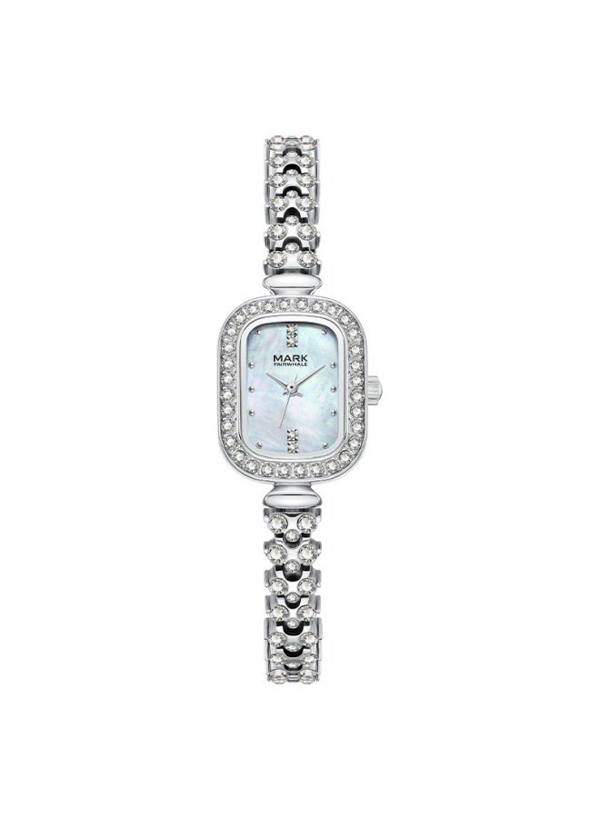 Mark Fairwhale Women‘s Diamond-Studded Bracelet Watch | Alloy Strap | Metal Case | Water Resistant | Elegant Gift - Image 1